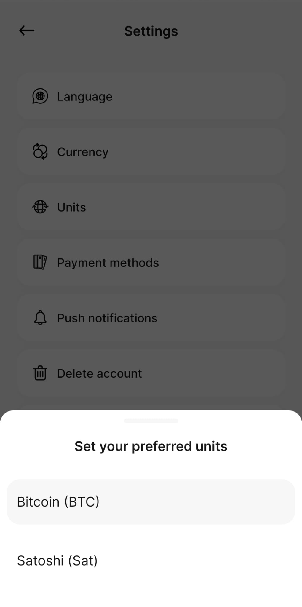 Preferred settings
